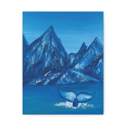 Pretty Blue Whale Canvas Print, Wall decor, Cute oil painting, Pretty Whale Tail Art, Wall art decor, home decor canvas painting, Gallery