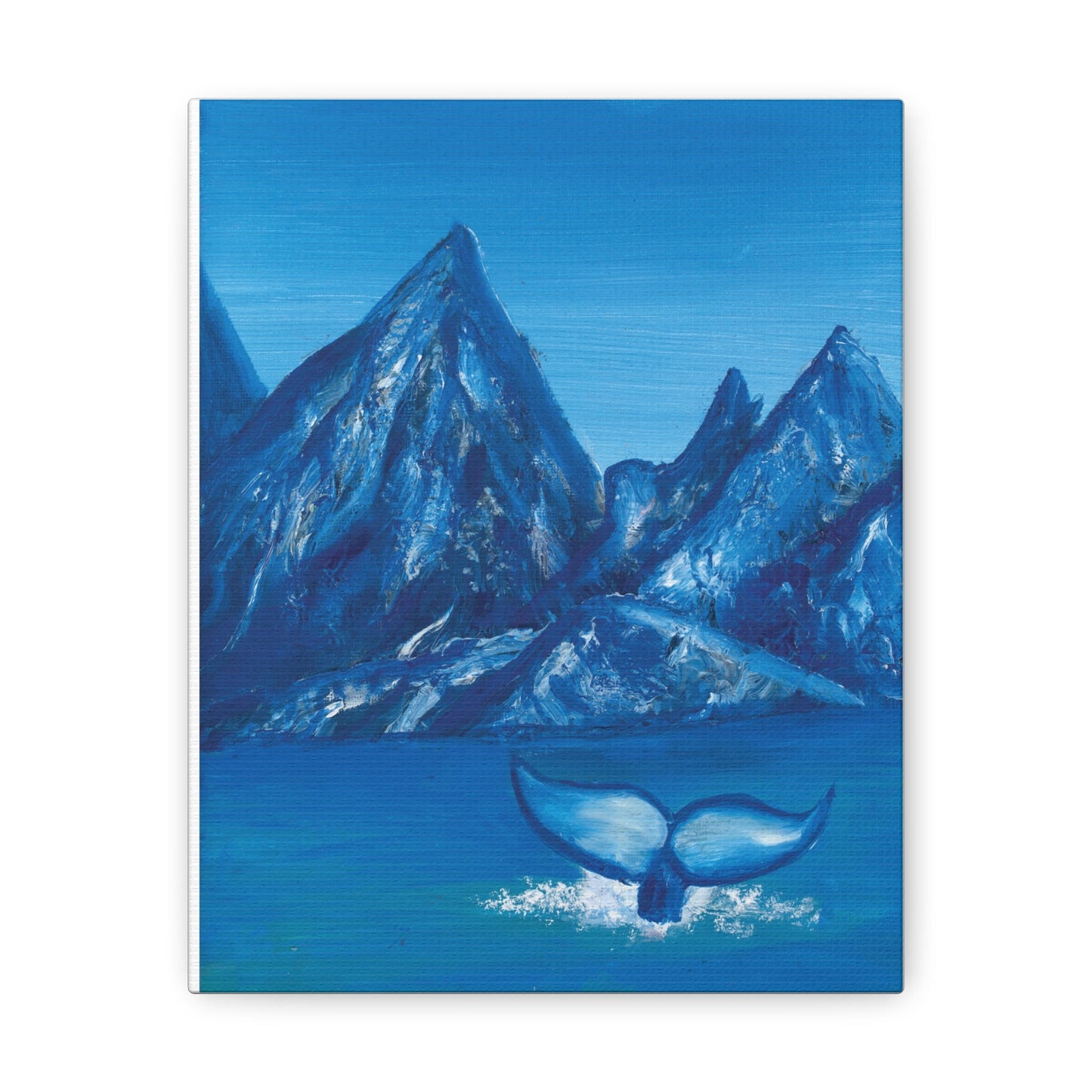 Pretty Blue Whale Canvas Print, Wall decor, Cute oil painting, Pretty Whale Tail Art, Wall art decor, home decor canvas painting, Gallery