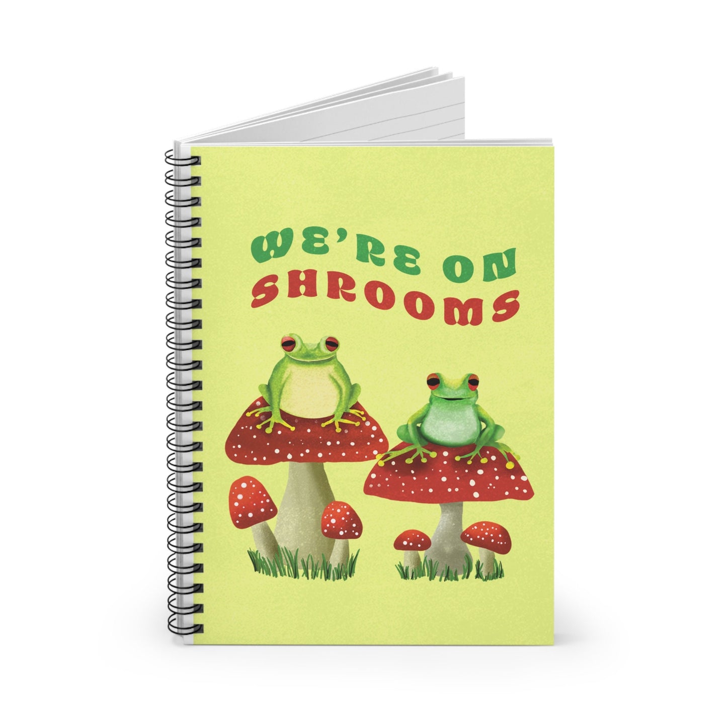 Cute Funny Frog Journal Notebook, spiral bound frogcore art, frog illustration cool funny journal notebook, frog aesthetic, toadstool vibe