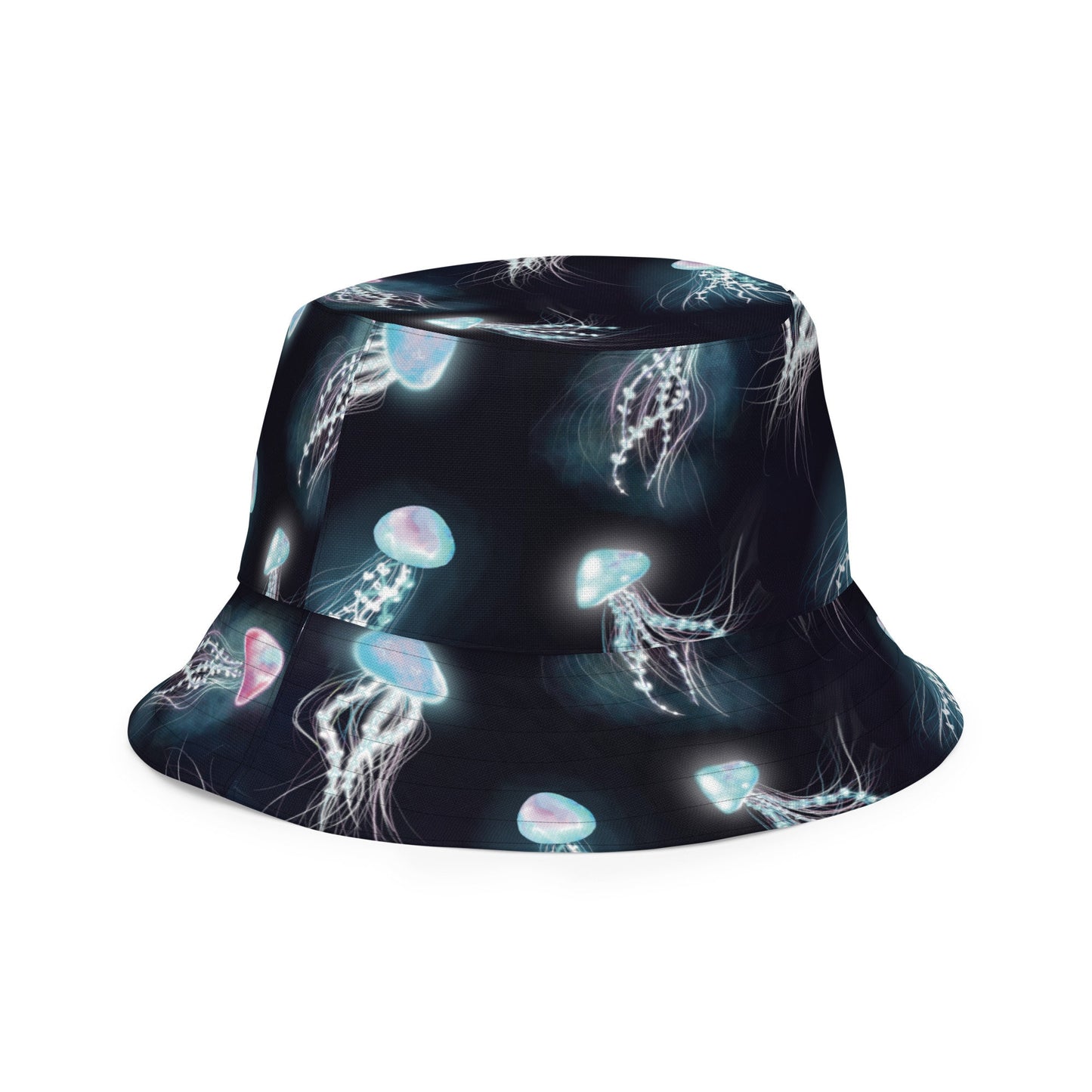 Reversible Jellyfish bucket hat, Electric Cosmic Jellyfish, Bioluminescent Jellyfish Bucket hat Reversible, cute Pretty glowing bucket hat