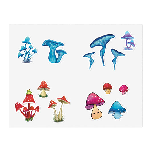 Mushroom Sticker Sheet, Cute Mushroom Sticker Sheet, Colorful Mushroom Lover Stickers, Cute Cottagecore stickers, funny stickers, mushrooms