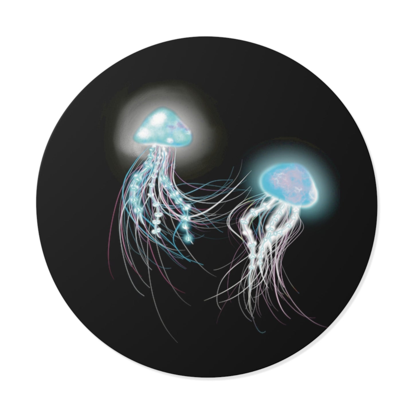 Cool Bioluminescent Jellyfish Round Vinyl Stickers, Glowing Jellyfish Sticker, cool Sticker jellyfish lover, bioluminescent art, trippy cool