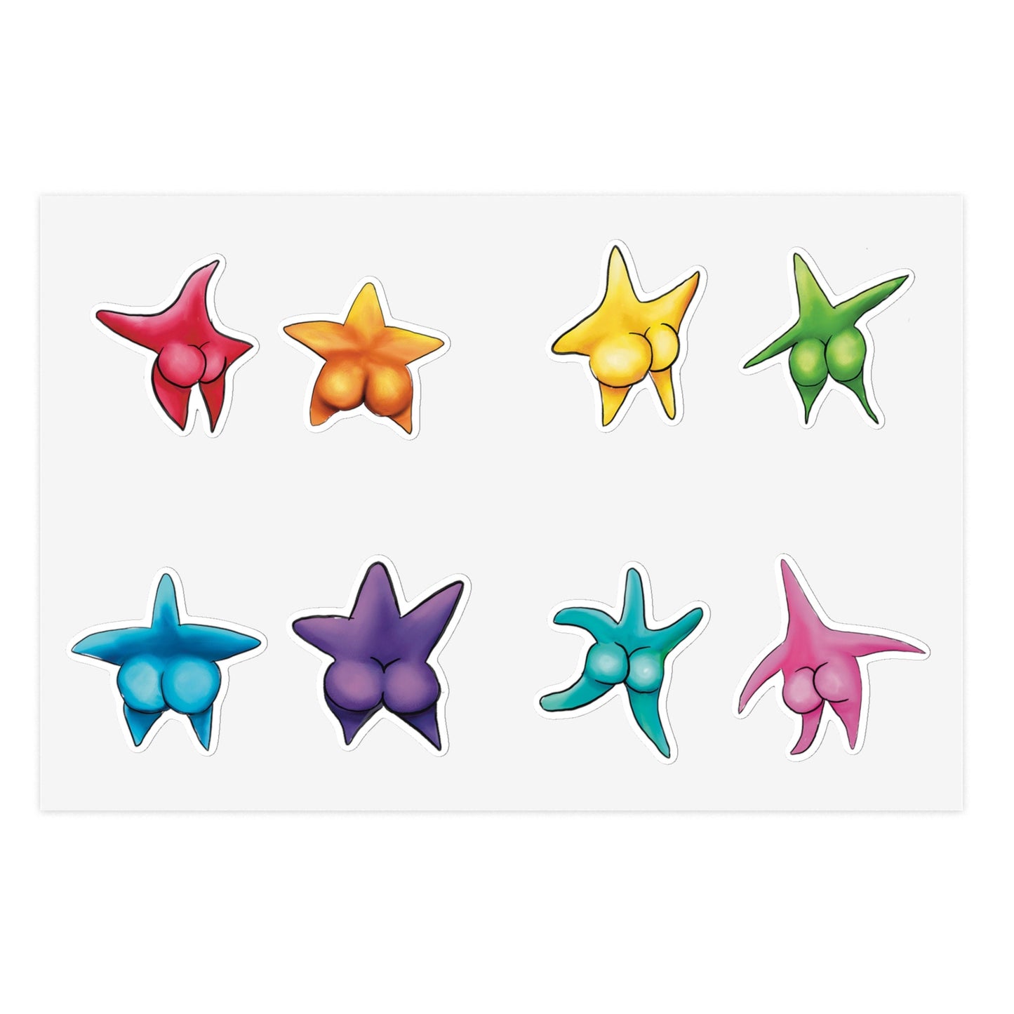 Cute Funny Sticker Set, Sexy Starfish, Cute Starfish booty, starfish ass funny stickers, vinyl sticker, sexy anime booty funny sticker