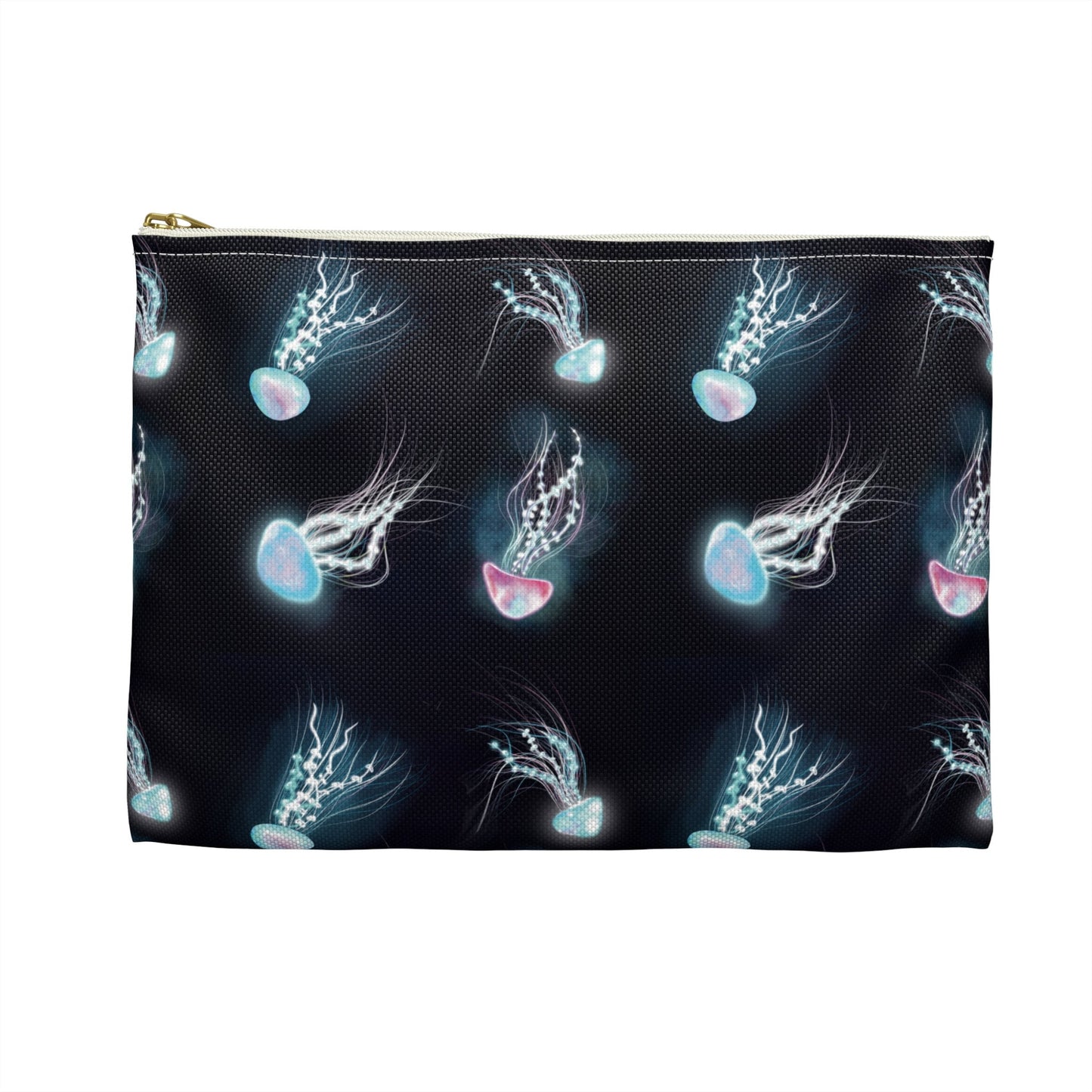 Cool Bioluminescent Jellyfish Makeup Bag, Glowing jellyfish art, cool accessory bag, pencil case, back to school jellyfish