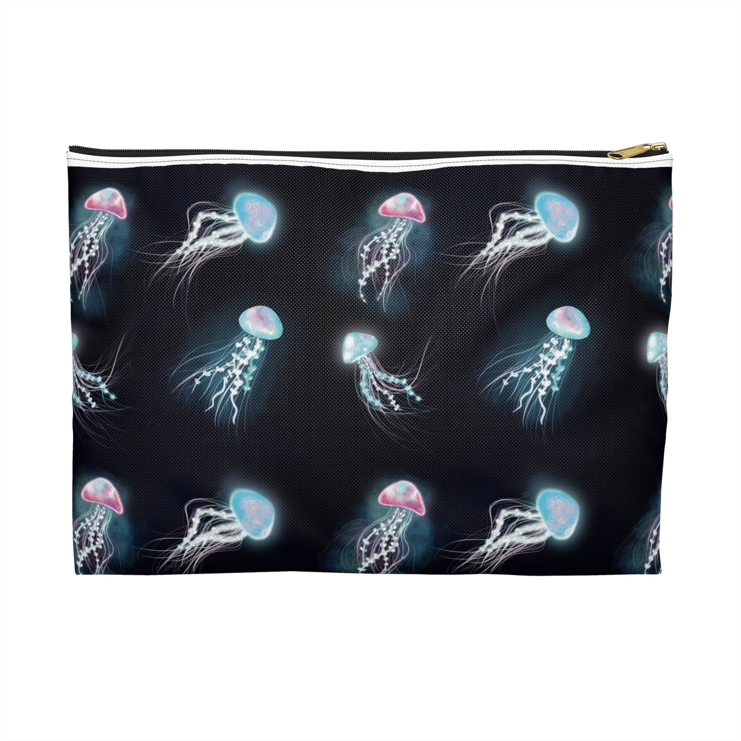 Cool Bioluminescent Jellyfish Makeup Bag, Glowing jellyfish art, cool accessory bag, pencil case, back to school jellyfish