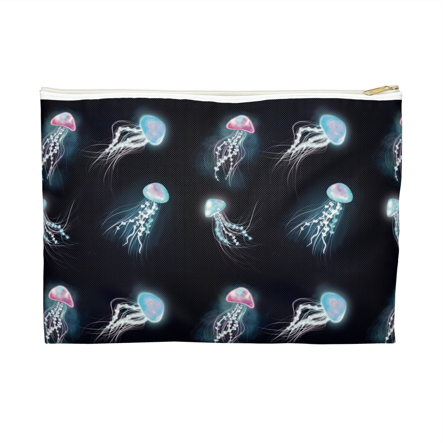 Cool Bioluminescent Jellyfish Makeup Bag, Glowing jellyfish art, cool accessory bag, pencil case, back to school jellyfish