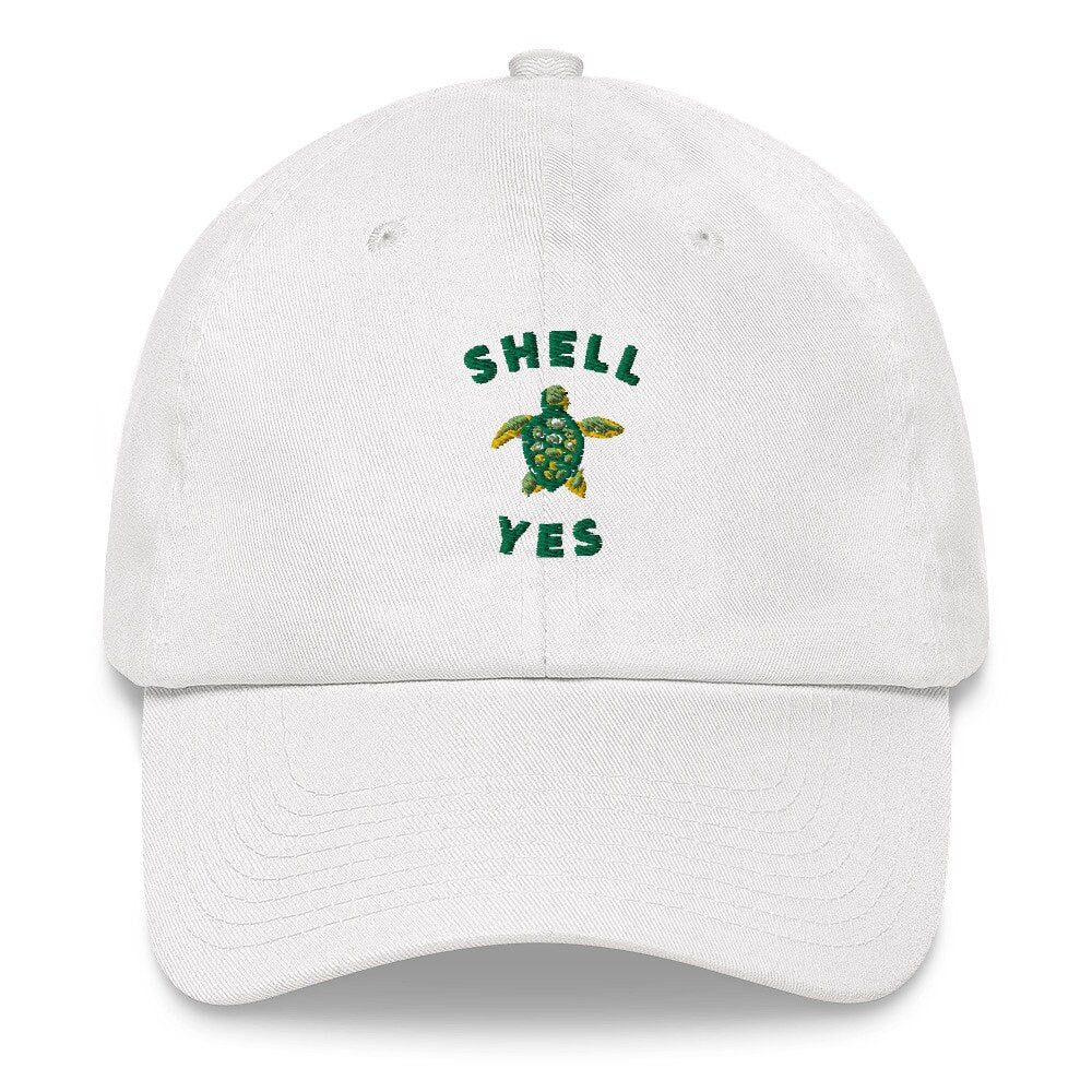 Dad hat Shell Yes, Turtle Pun cute funny Hat, Summer cap baseball hat trendy embroidered hat, Turtle Lover Gift Pun, cute Baby turtle Hat