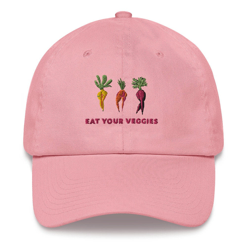 Dad hat Eat Your Veggies Funny hat for Vegetarian, Vegan Gift, Funny clever Pun, Carrot Legs booty Drawing Embroidered Hat Summer cute