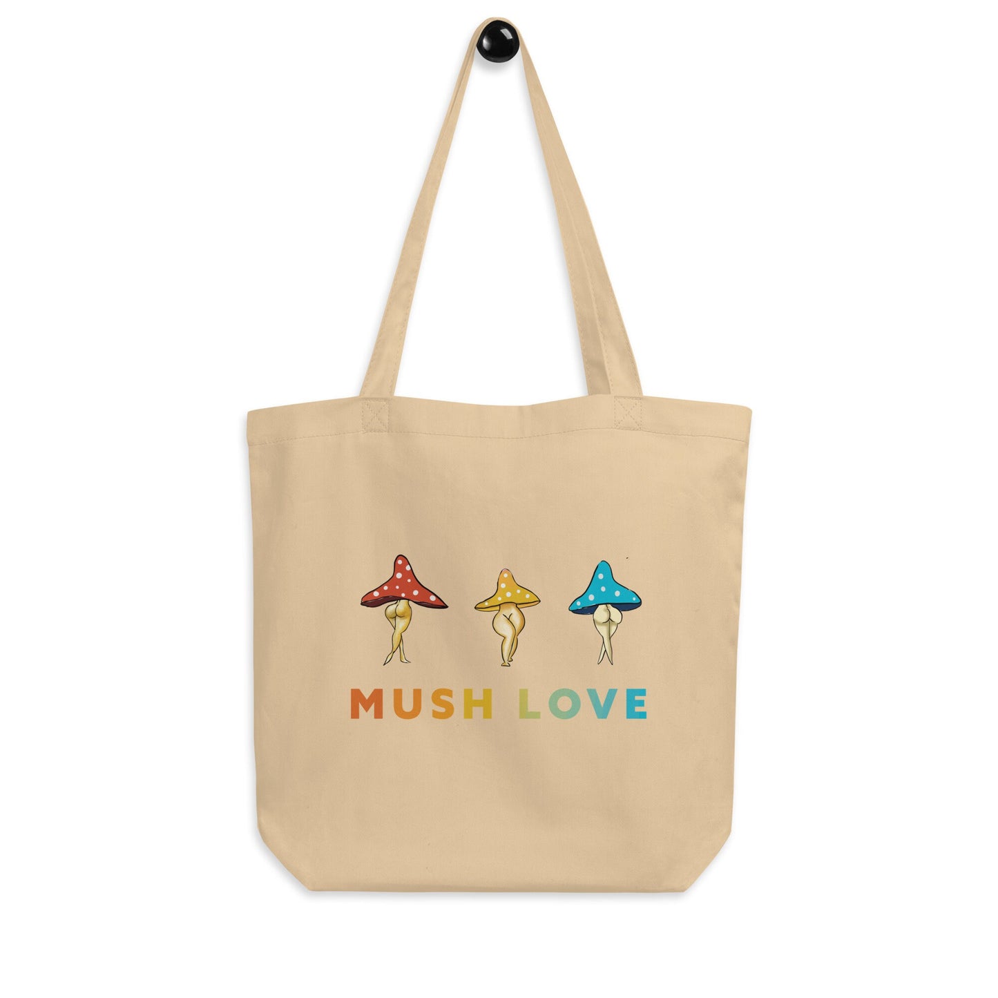 Mushroom Lady cute Funny Reusable Eco Tote Bag, Sustainable Eco-conscious Funny Cute Mushroom Bag, Rainbow Sexy Mushroom Lady Ass Booty Art