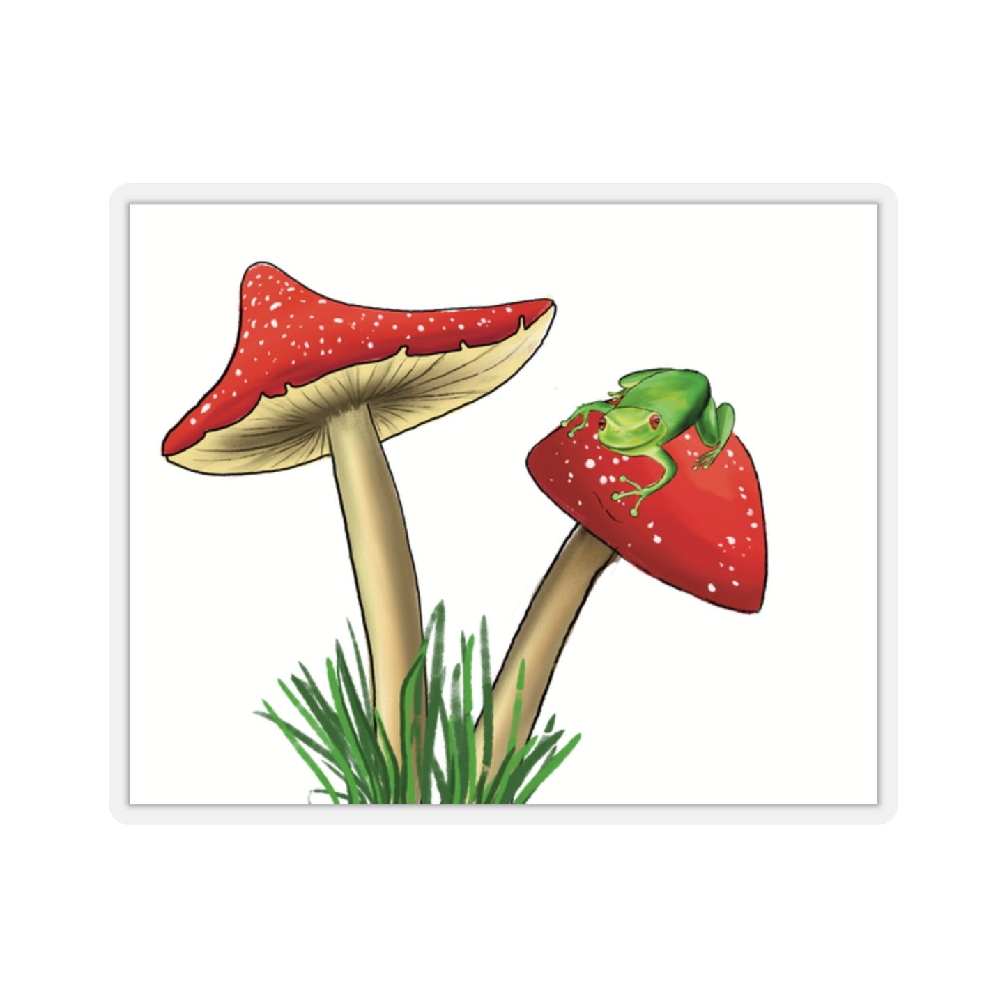 Frog on Shroom Sticker, Mushroom Sticker frog, Frog Lover Sticker, Sticker for mushroom/ frog Vinyl lover