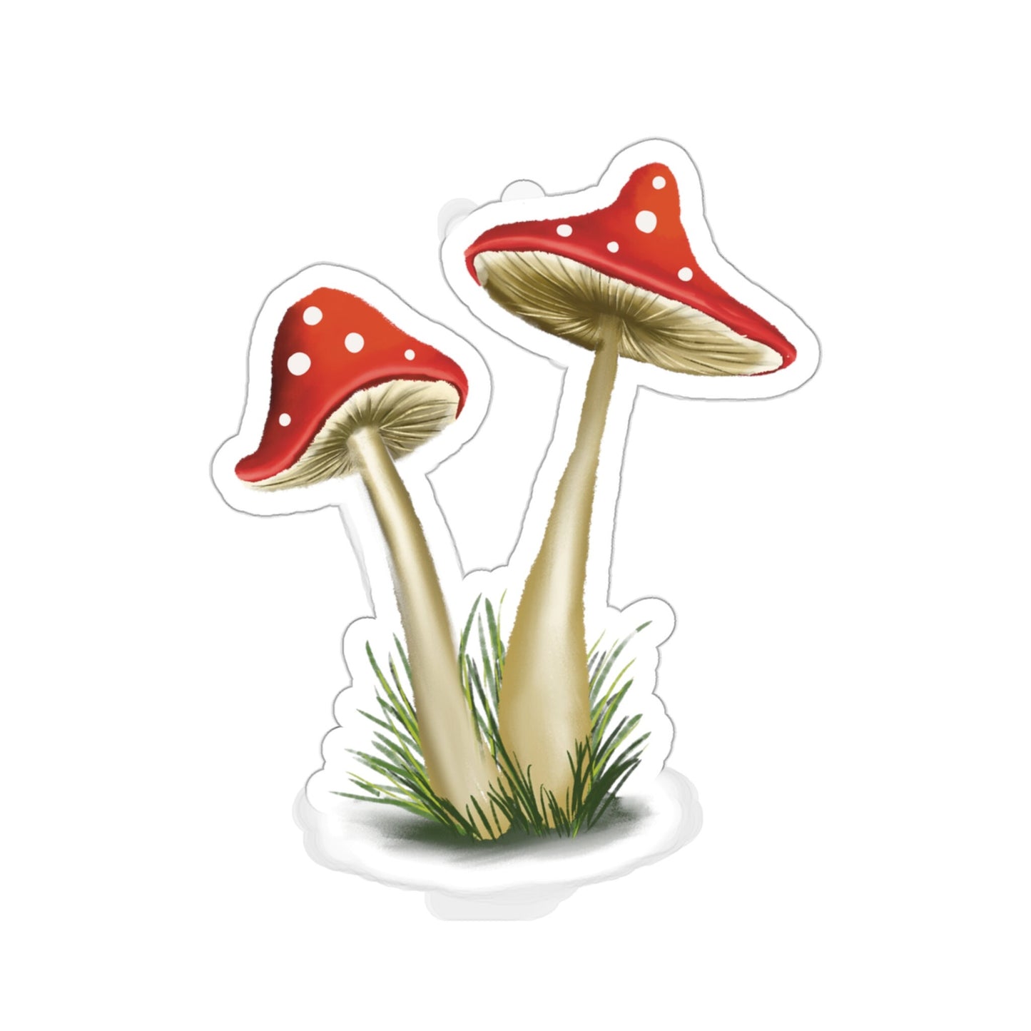 Mushroom Sticker Cute Pretty Red Mushroom, Mushroom Art illustration, Cute Pretty Colorful mushroom art