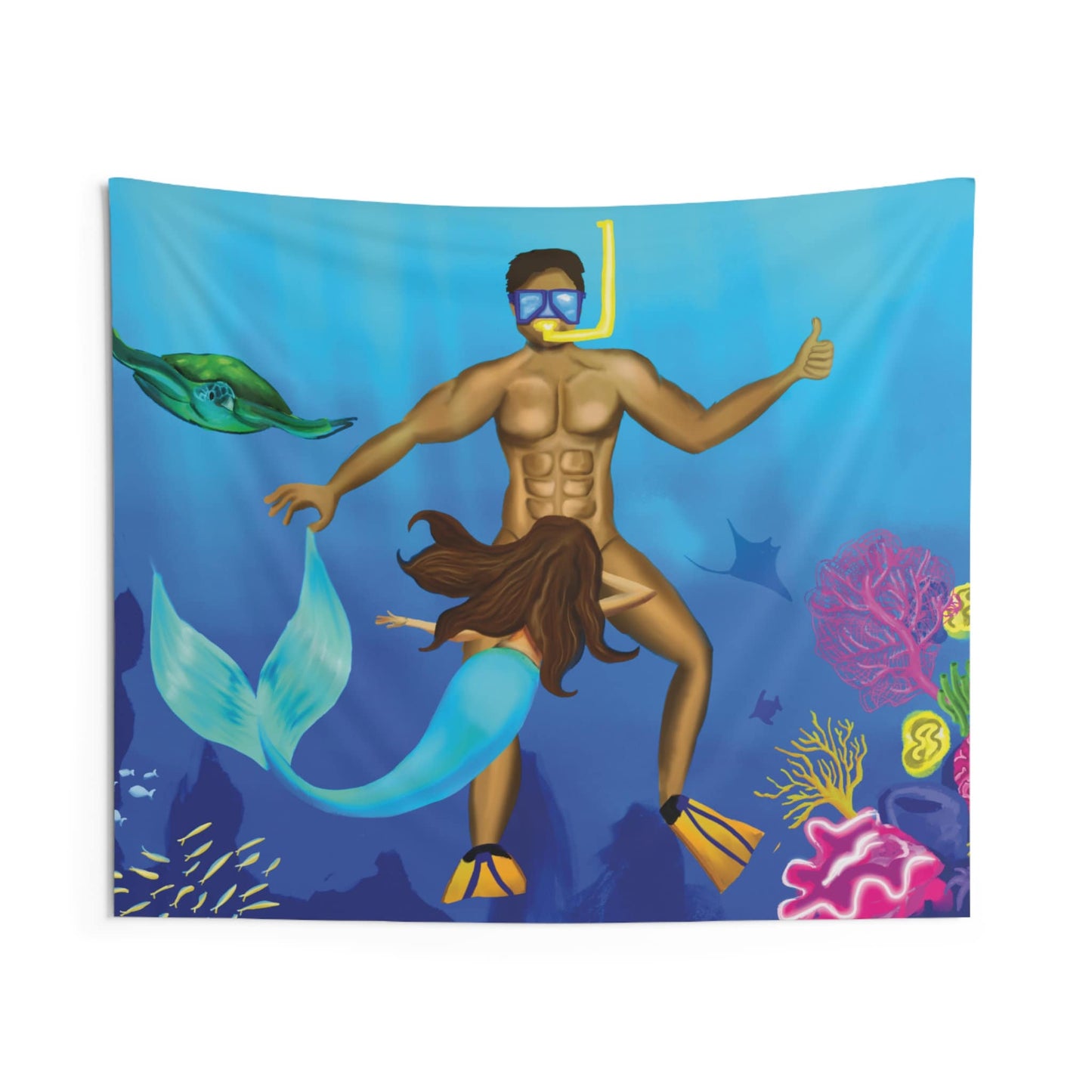 Funny Tapestry for Room, Wall Decor Hanging Cute Tapestry Art, Funny Joke Tapestry Cute Home Decor Wall Art Fun Mermaid Underwater Scene