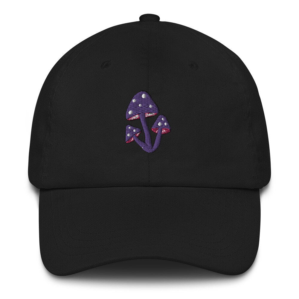 Purple Embroidered Mushroom Dad hat, Mushroom hat, magic mushroom summer hat, purple mushroom cute hat