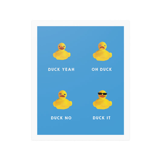 Cute Funny Duck Poster, Pretty Cute Fun Duck It Punny Poster, Funny cute duck poster wall retro art print, rubber duck pun cute funny art