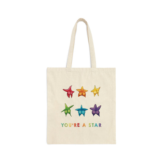 Funny Cotton Starfish Tote Bag, reusable tote, rainbow Starfish booty funny bag, Canvas Tote Bag, funny tote, starfish ass, anime sexy booty