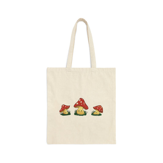 Cute Mushroom Art, Mushroom Lover Gift, Reusable Cotton Canvas Tote bag, Mushroom Lover Gift Cotton Canvas Tote Bag, cute cartoon mushroom