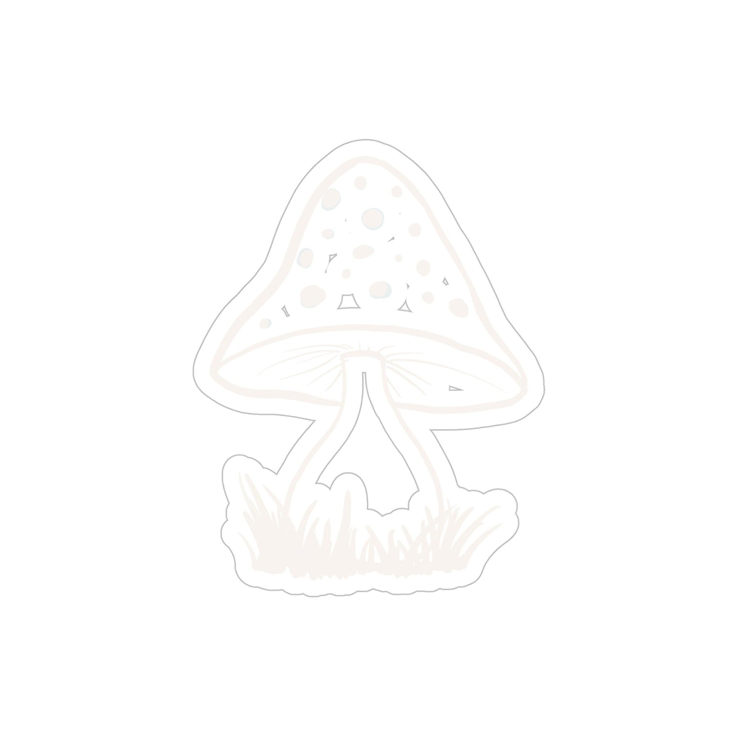 Cute Mushroom Bumper Sticker, White Mushroom Car Vinyl Decal