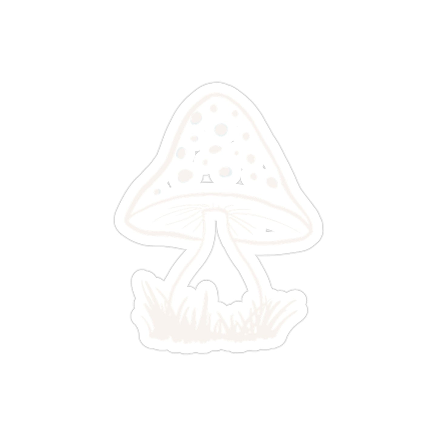 Cute Mushroom Bumper Sticker, White Mushroom Car Vinyl Decal