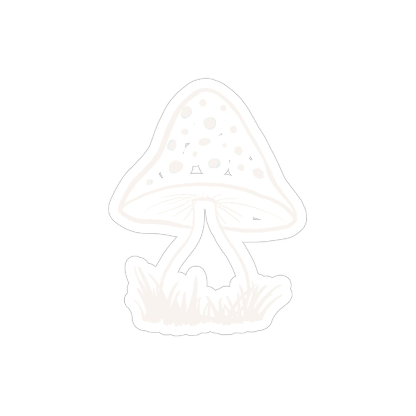 Cute Mushroom Bumper Sticker, White Mushroom Car Vinyl Decal