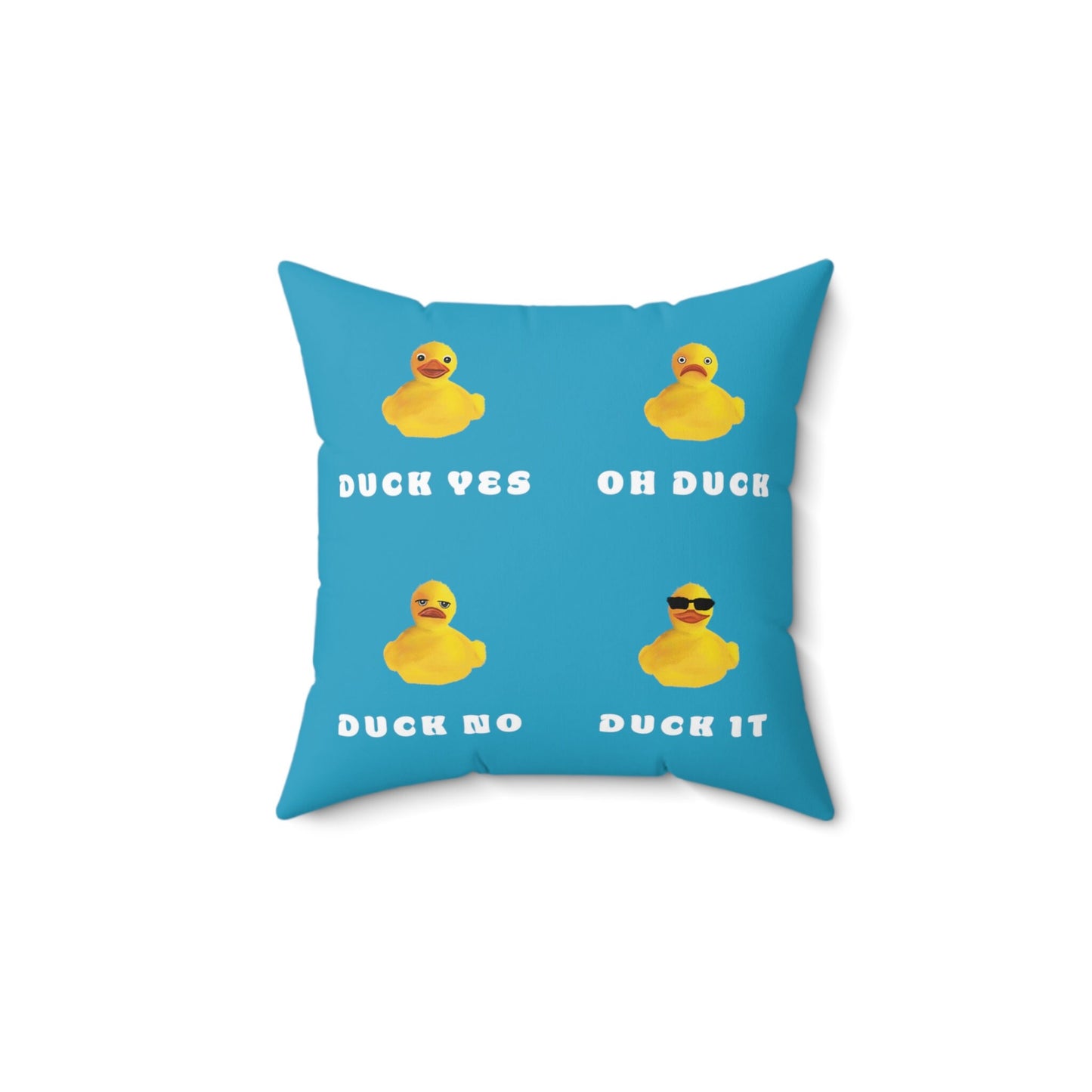 Cute Funny Duck It Pillow, Funny Bedroom pillow, funny duck pillow art, blue funny duck puns, duck it pun, funny home decor, living room art