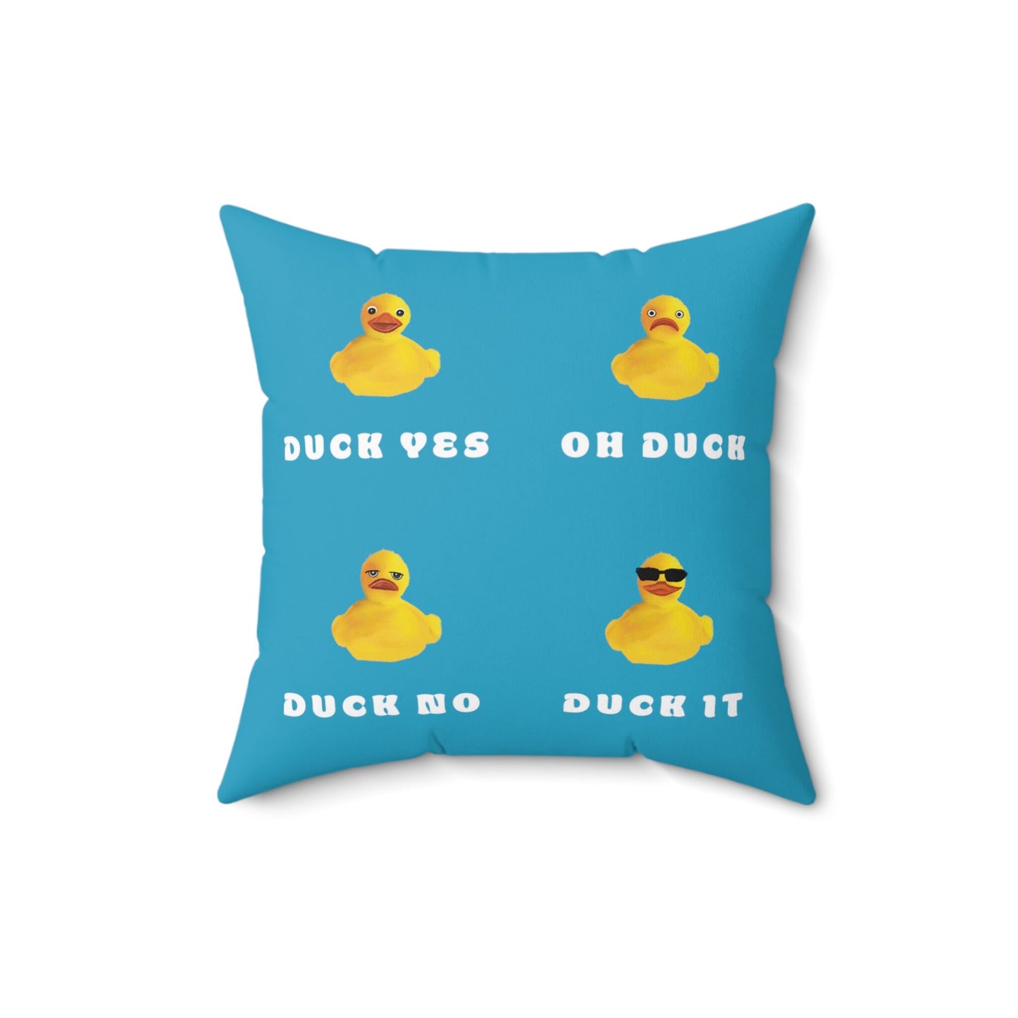 Cute Funny Duck It Pillow, Funny Bedroom pillow, funny duck pillow art, blue funny duck puns, duck it pun, funny home decor, living room art