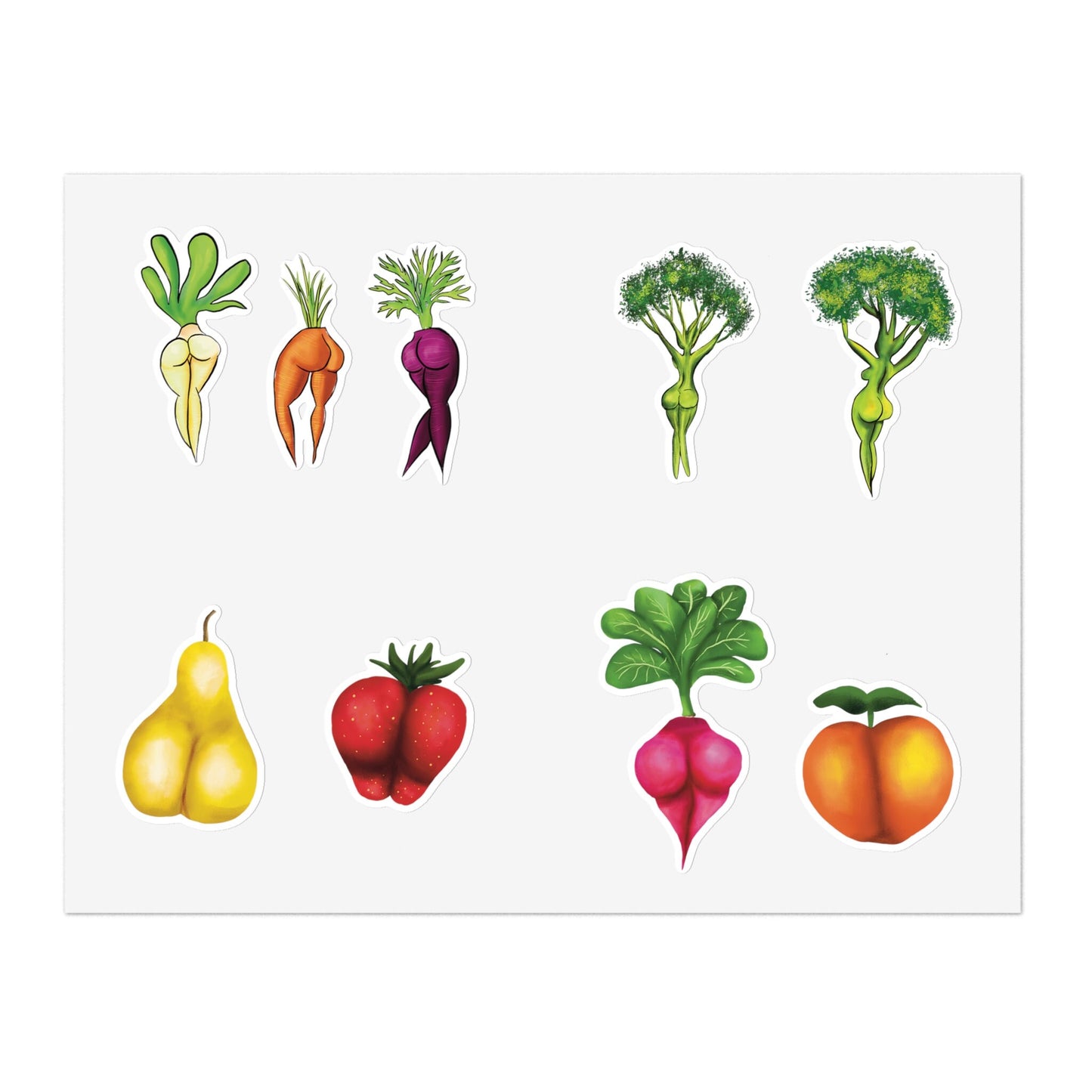 Cute Funny Sexy Vegetable, Sexy Fruit Booty, Sexy Anime Booty Ass Sticker Cute Funny Sticker Booty Die Cut Sticker Sheets