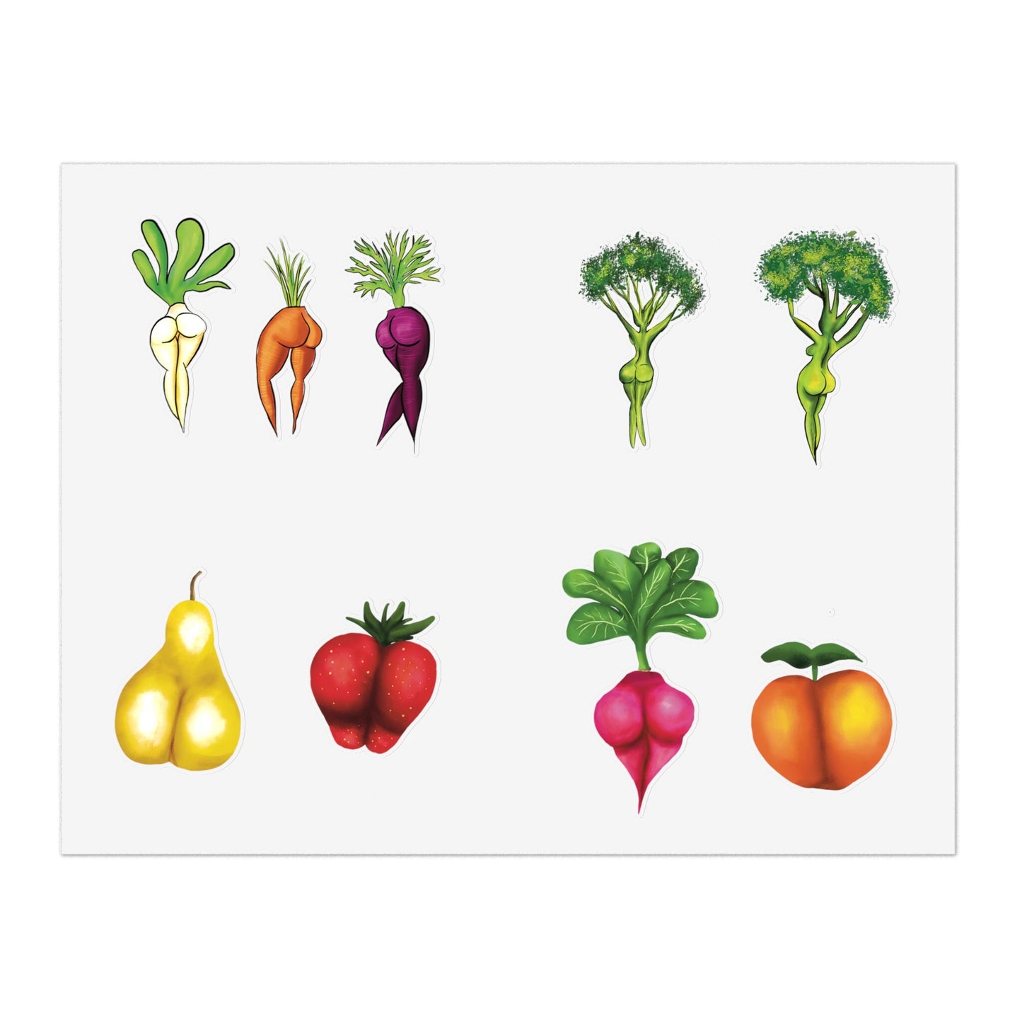 Cute Funny Sexy Vegetable, Sexy Fruit Booty, Sexy Anime Booty Ass Sticker Cute Funny Sticker Booty Die Cut Sticker Sheets