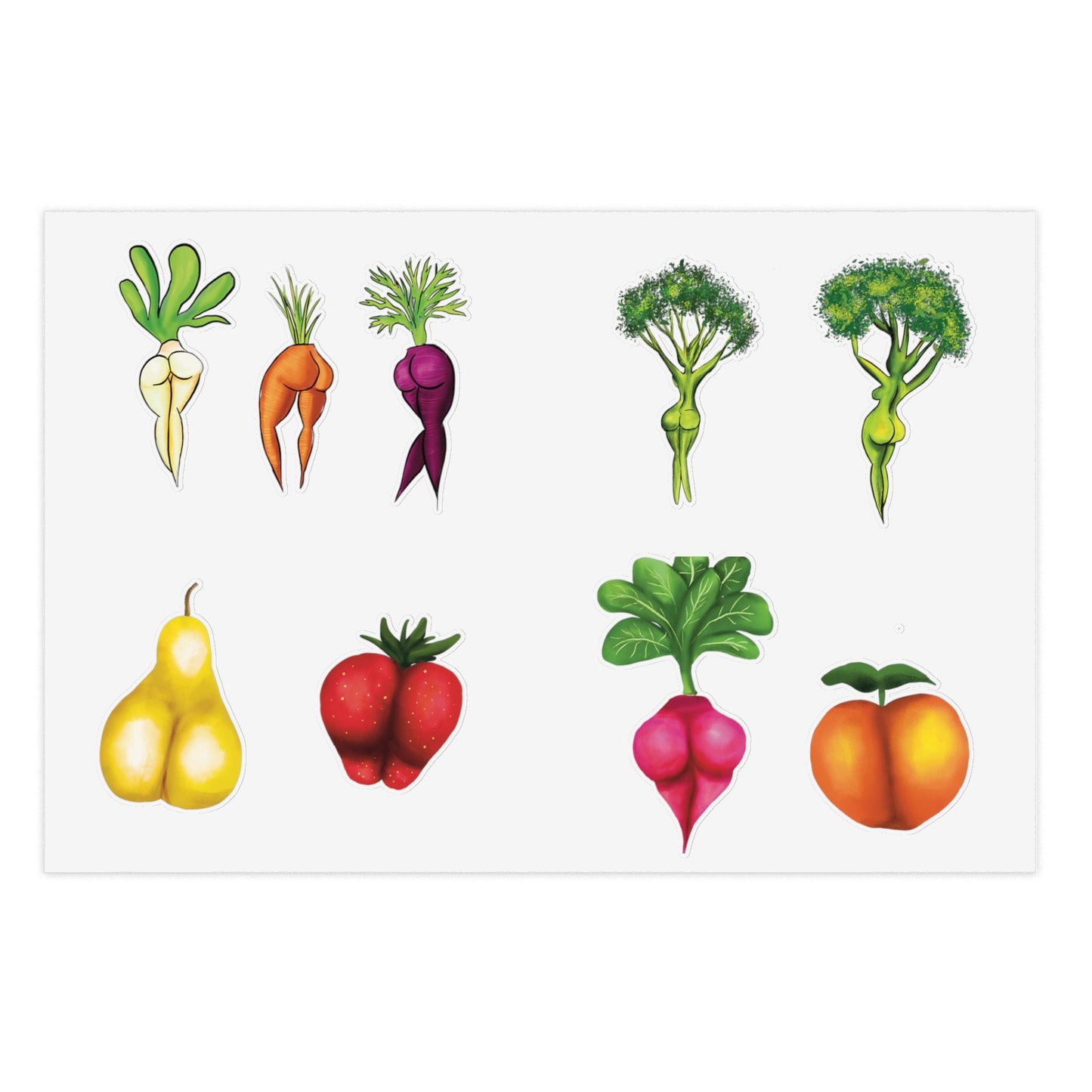 Cute Funny Sexy Vegetable, Sexy Fruit Booty, Sexy Anime Booty Ass Sticker Cute Funny Sticker Booty Die Cut Sticker Sheets