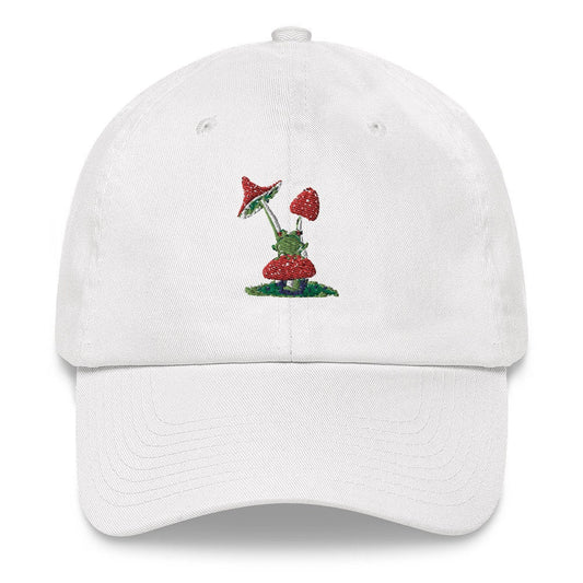 Cute Mushroom Frog Dad hat, Frog on Shroom, Toadstool mushroom Hat, Frog Aesthetic, Cute frog Lover Gift, Embroidery frog mushroom aesthetic