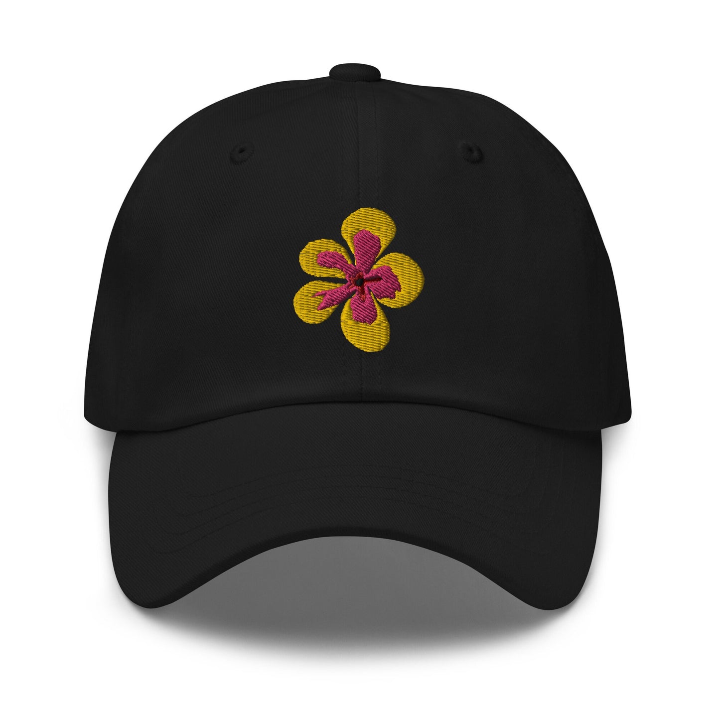 Cute flower Summer hat, Pretty embroidered Flower summer hat, yellow pink flower, dad hat embroidered floral