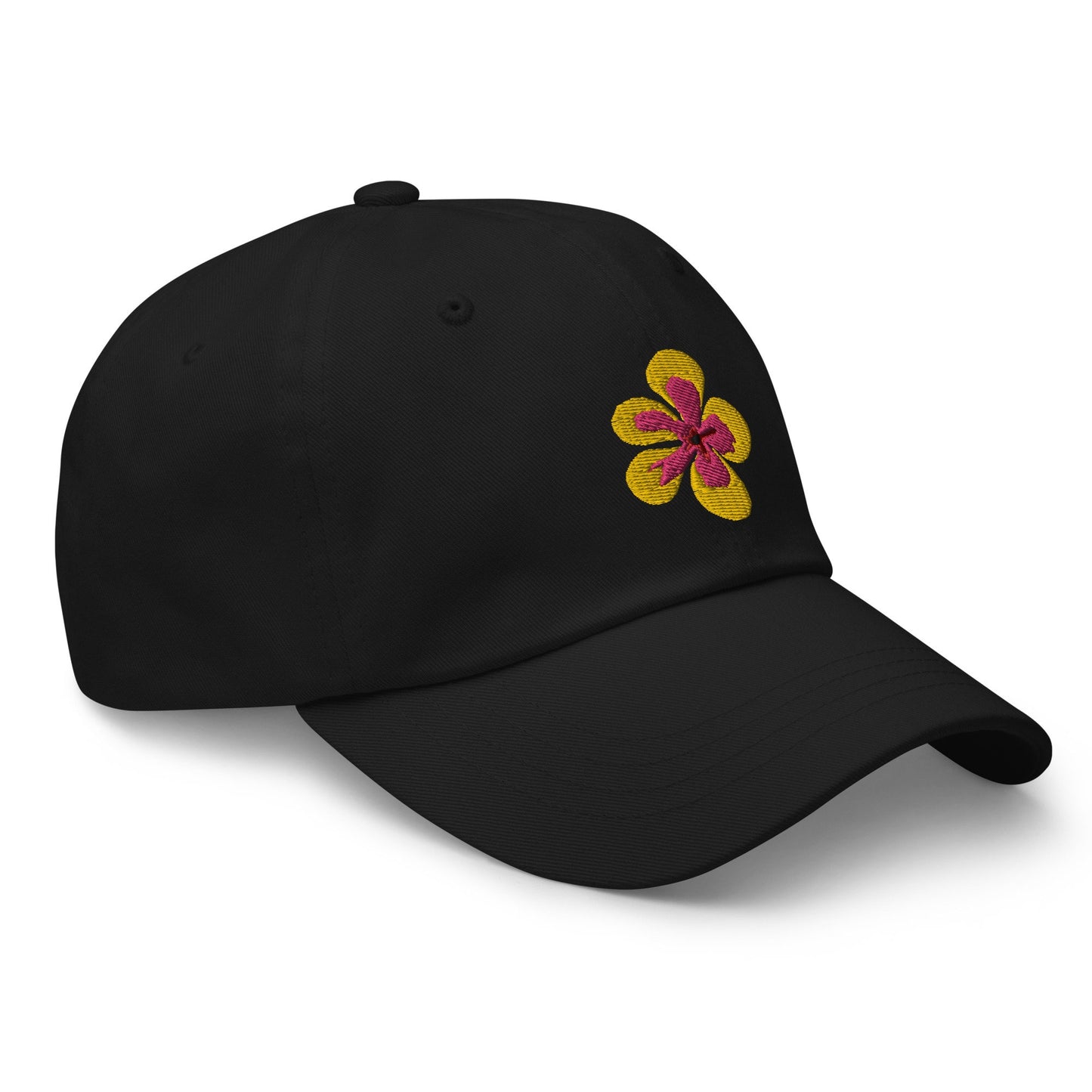 Cute flower Summer hat, Pretty embroidered Flower summer hat, yellow pink flower, dad hat embroidered floral