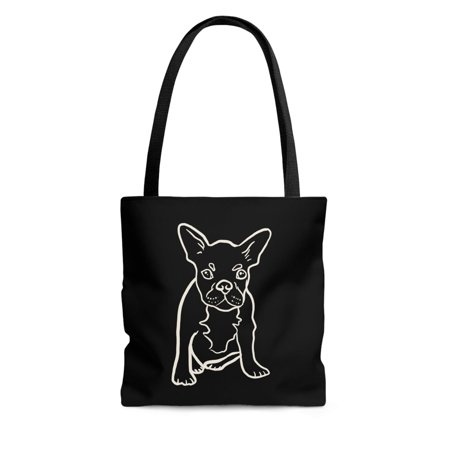 French Bulldog Cute White outline Tote Bag, Cute French Bulldog Art Tote Bag