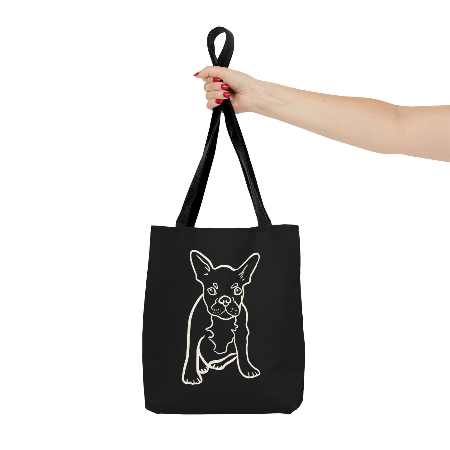 French Bulldog Cute White outline Tote Bag, Cute French Bulldog Art Tote Bag