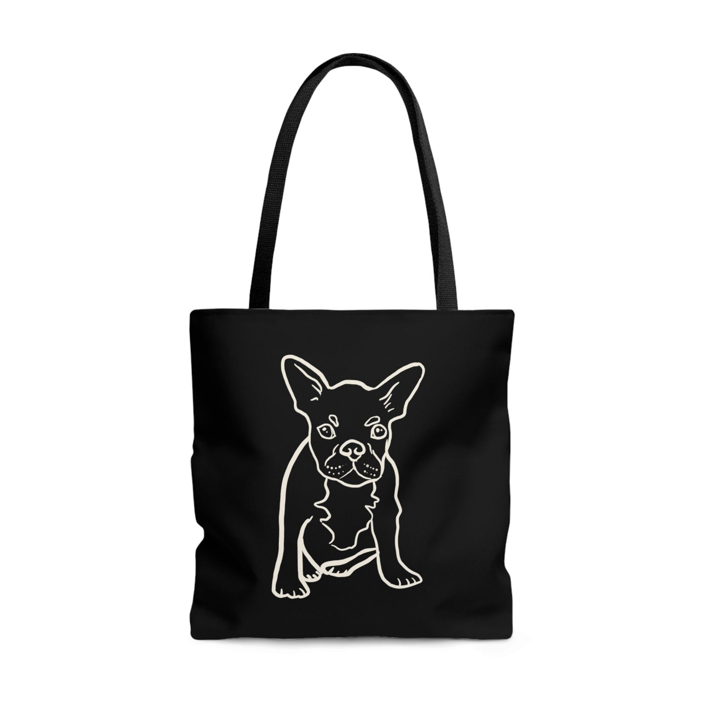 French Bulldog Cute White outline Tote Bag, Cute French Bulldog Art Tote Bag