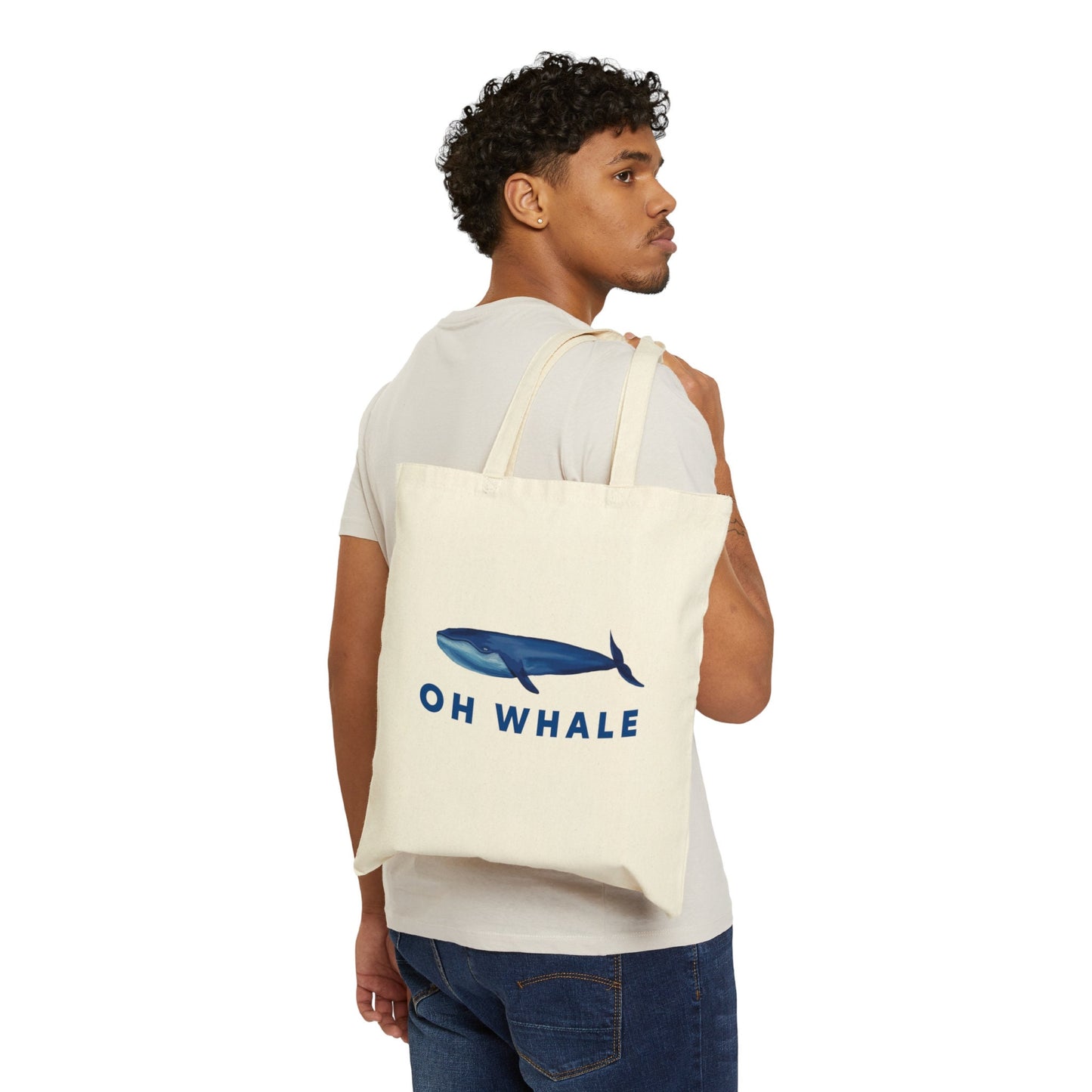 Cute Pretty Blue Whale Tote, Cotton Canvas Tote Bag, Reusable Cotton tote bag, Big Blue Whale Art Tote bag, Cute Pretty illustrations,