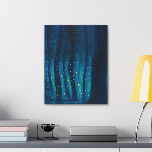 Pretty Enchanted forest oil Painting, Cottagecore oil painting, fairy forest aesthetic, glowing forest aesthetic canvas Print, Gallery Decor