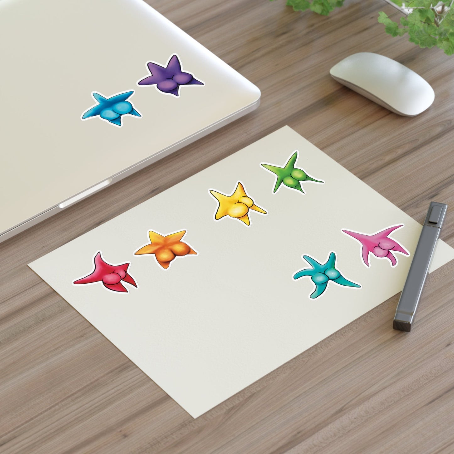 Cute Funny Sexy Starfish Booty Sticker Sheet, Funny Stickers, Cute Starfish Colorful anime sexy booty, starfish ass cute sticker sheet