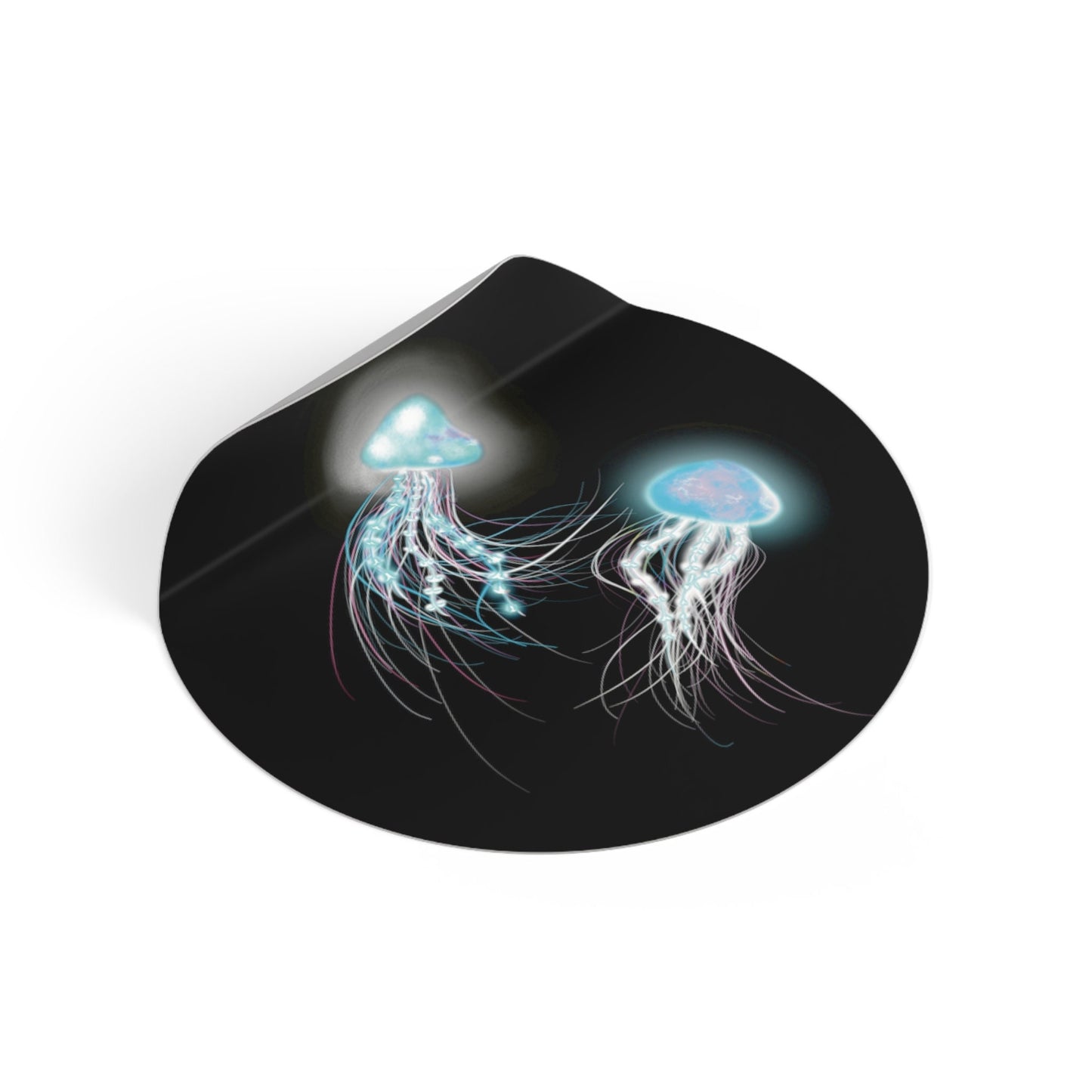 Cool Bioluminescent Jellyfish Round Vinyl Stickers, Glowing Jellyfish Sticker, cool Sticker jellyfish lover, bioluminescent art, trippy cool