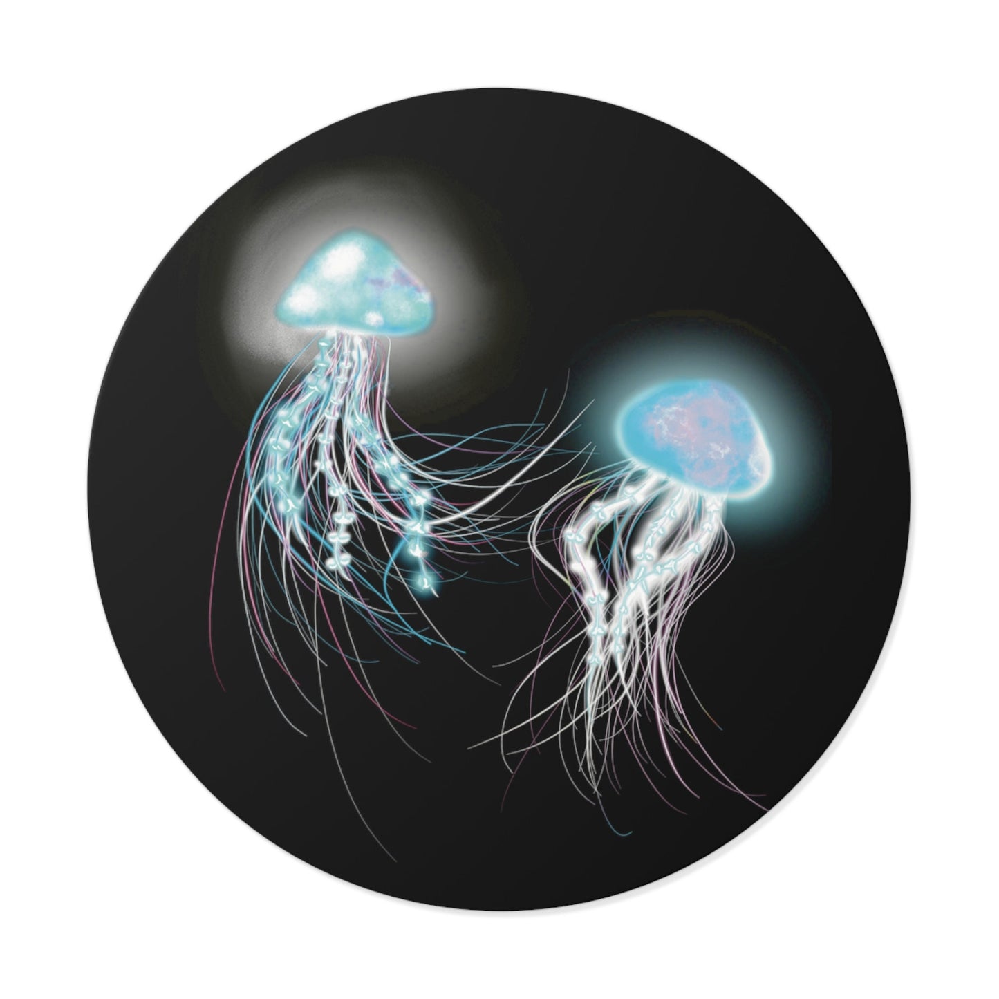 Cool Bioluminescent Jellyfish Round Vinyl Stickers, Glowing Jellyfish Sticker, cool Sticker jellyfish lover, bioluminescent art, trippy cool