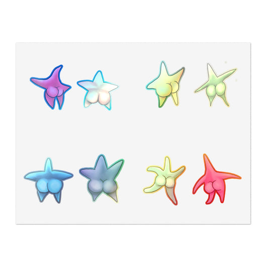 Cute Funny Sticker Set, Sexy Starfish, Cute Starfish booty, starfish ass funny stickers, vinyl sticker, sexy anime booty funny sticker