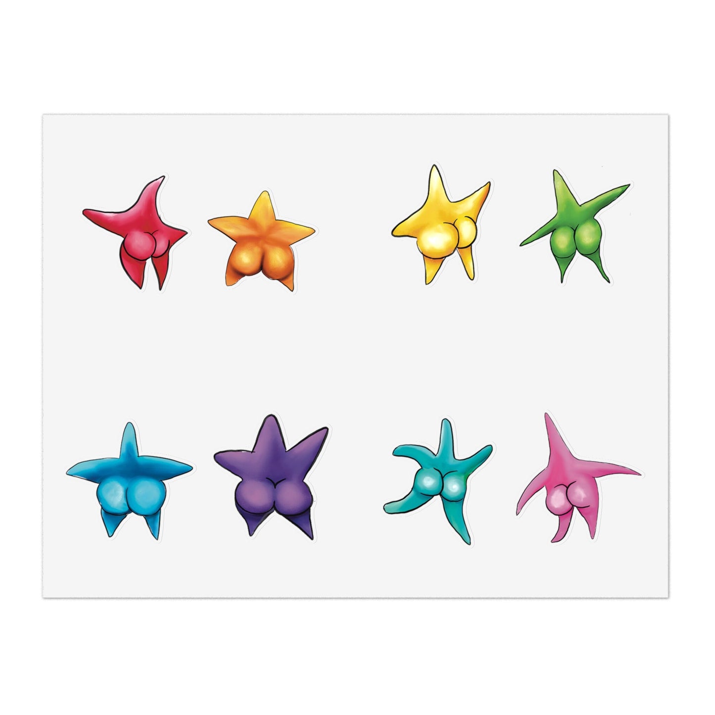 Cute Funny Sticker Set, Sexy Starfish, Cute Starfish booty, starfish ass funny stickers, vinyl sticker, sexy anime booty funny sticker