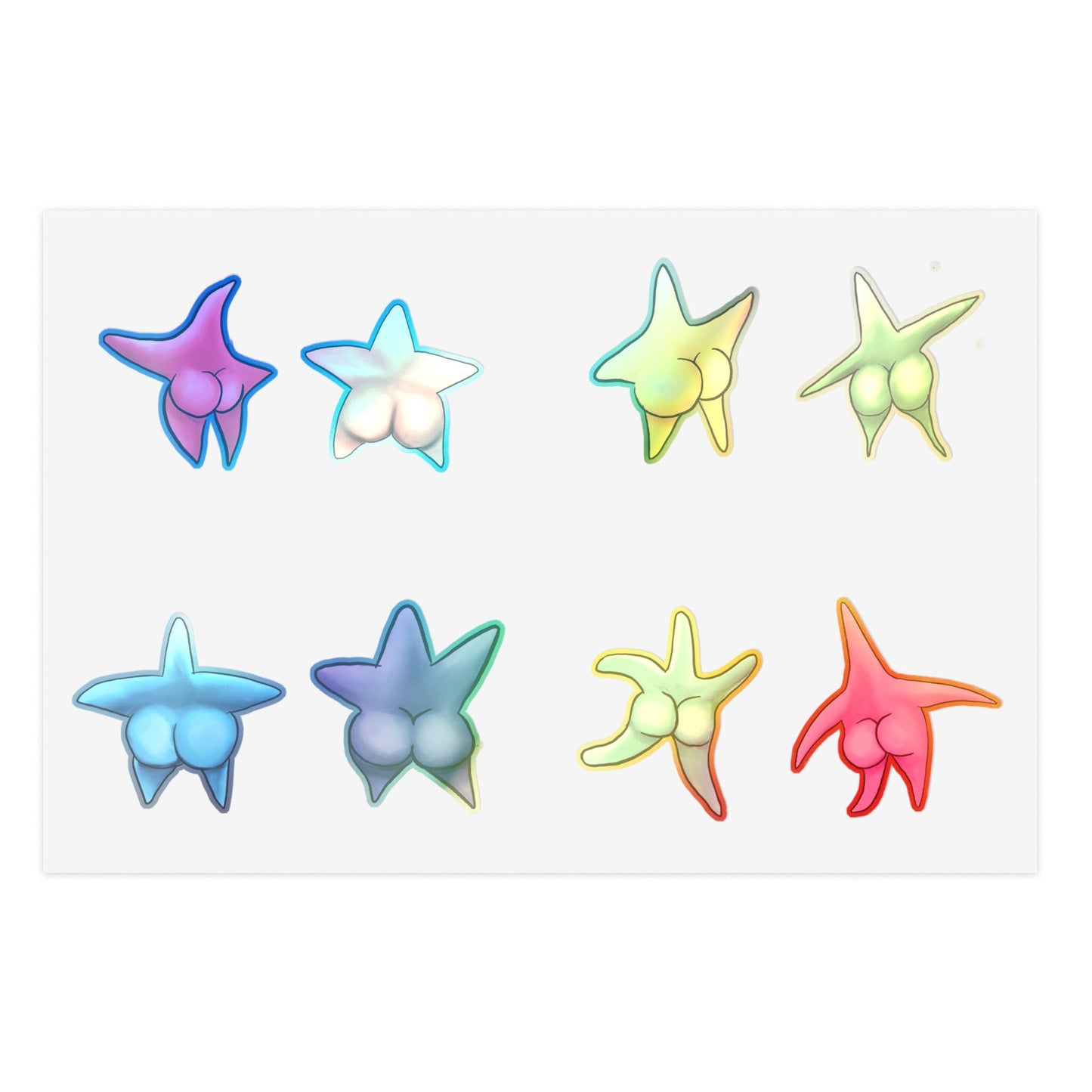 Cute Funny Sticker Set, Sexy Starfish, Cute Starfish booty, starfish ass funny stickers, vinyl sticker, sexy anime booty funny sticker