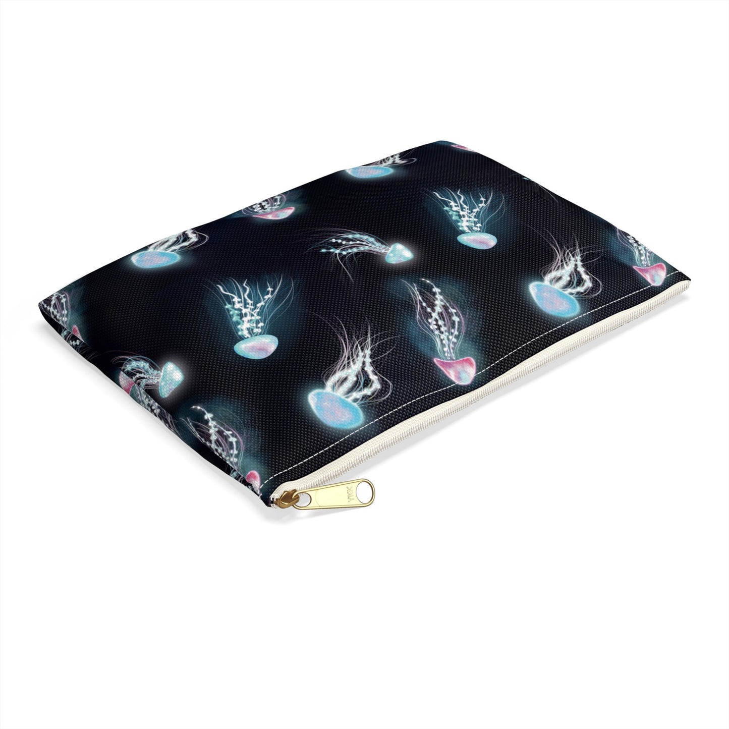 Cool Bioluminescent Jellyfish Makeup Bag, Glowing jellyfish art, cool accessory bag, pencil case, back to school jellyfish