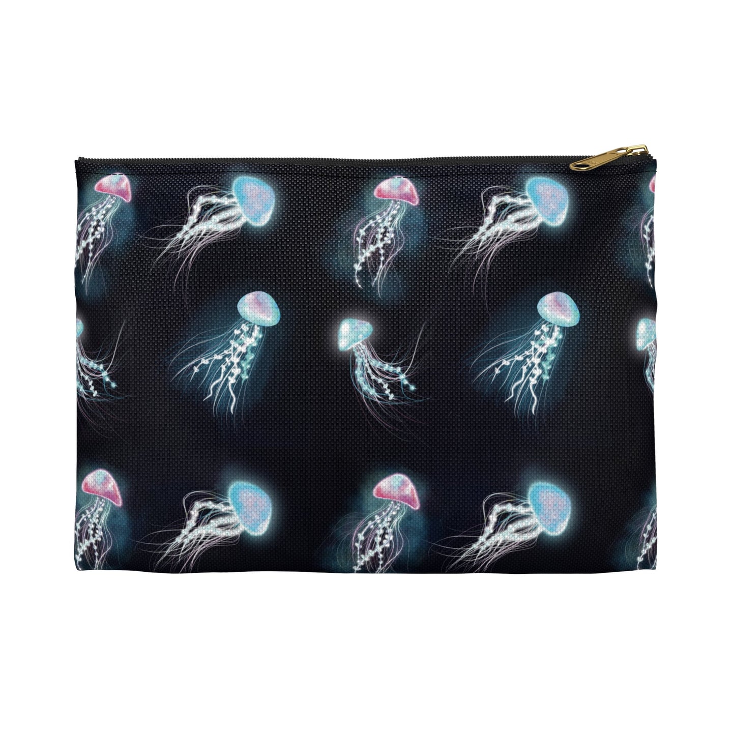 Cool Bioluminescent Jellyfish Makeup Bag, Glowing jellyfish art, cool accessory bag, pencil case, back to school jellyfish