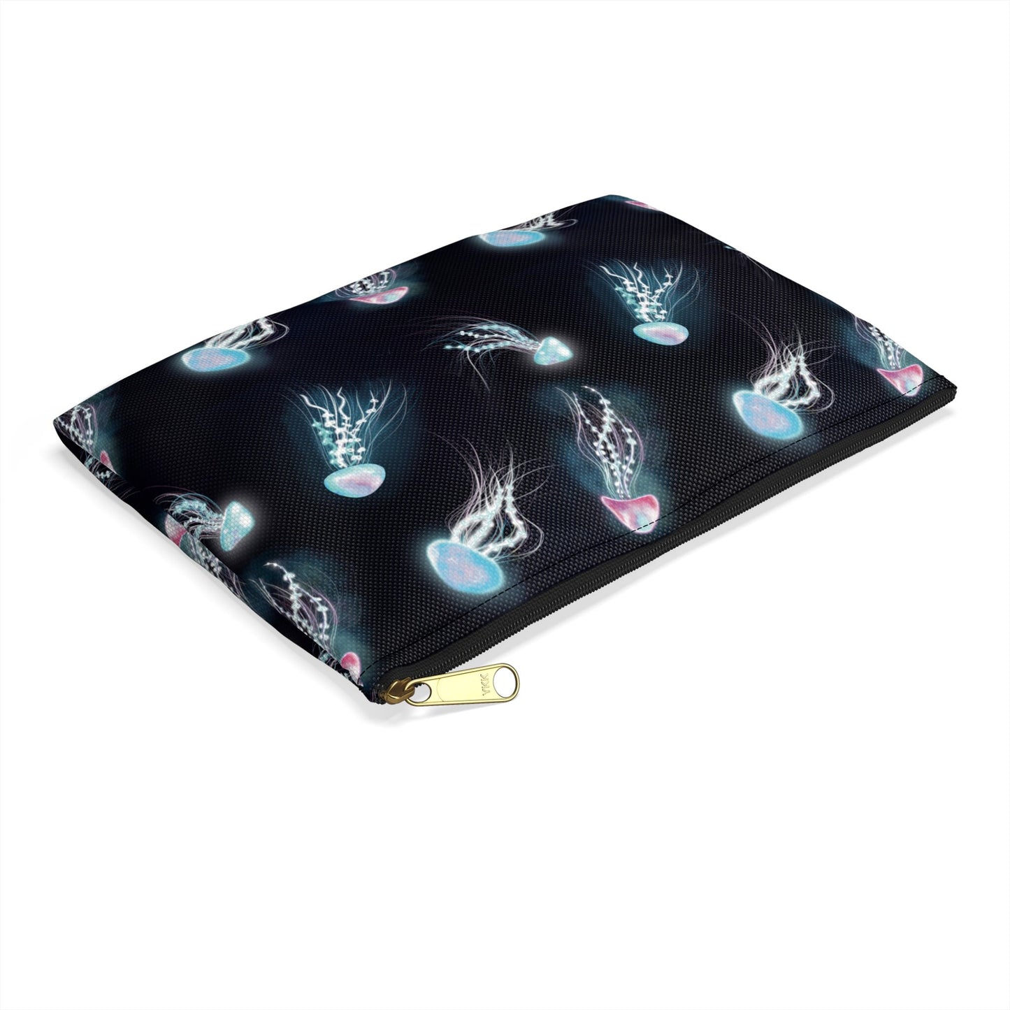 Cool Bioluminescent Jellyfish Makeup Bag, Glowing jellyfish art, cool accessory bag, pencil case, back to school jellyfish